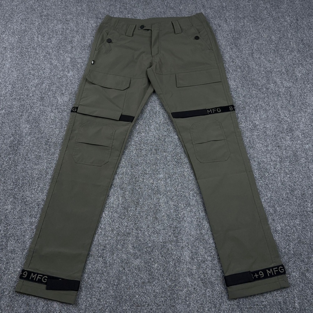8&9 Strapped Up Utility Ripstop Pants Mens 32x33 Green Cargo Techwear Streetwear